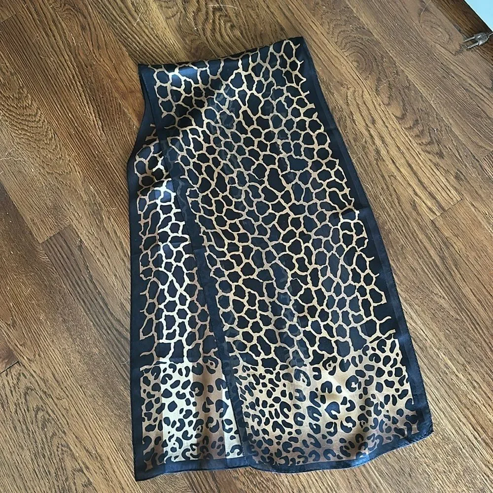 Animal Print Black,Brown &‎ Tan Semi Sheer Long Scarf